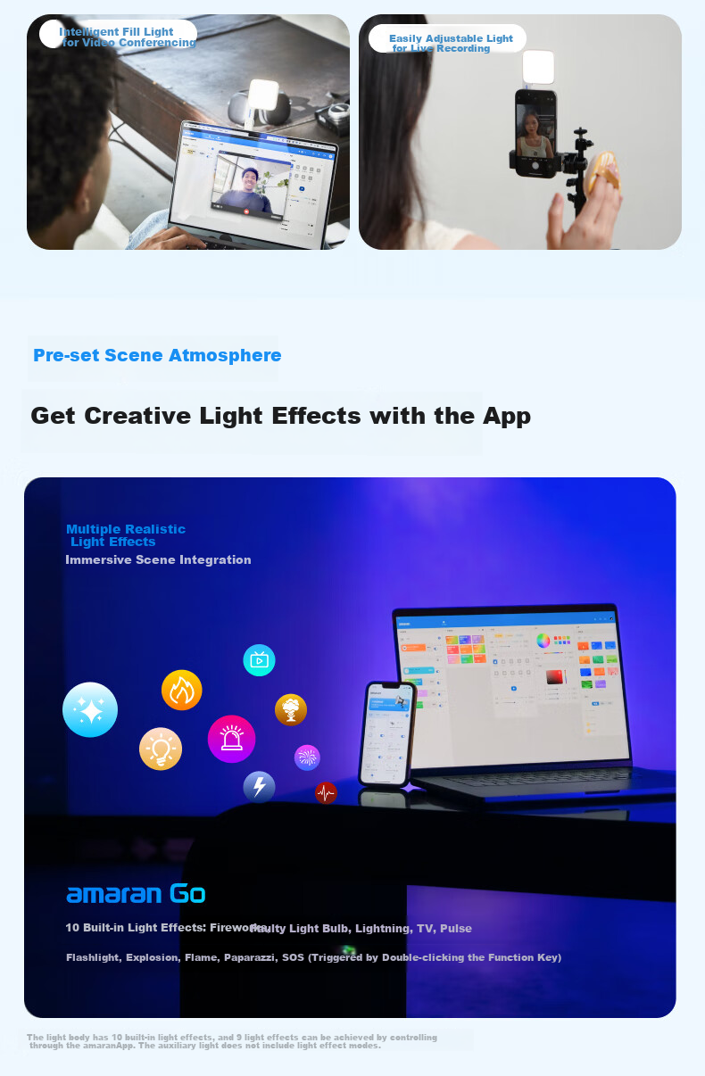 Aputure Amaran Go Magnetic Selfie Light for Smartphones, Portable Handheld Beauty Light, Indoor Live Streaming Video Outdoor Shooting Soft Light, Mini Makeup Mirror Light 7