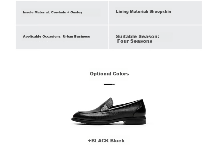 Goldlion Men's Shoes, Business Casual Leather Shoes, Lightweight Comfortable Slip-On Loafers G521310324AAB - Black - Size 44 18