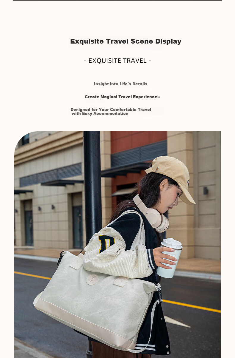 Bangnimeijia Short Trip Storage Bag, Portable Clothing Pouch for Business Trips, Leather Waterproof Zipper, 16cm, Beige 15