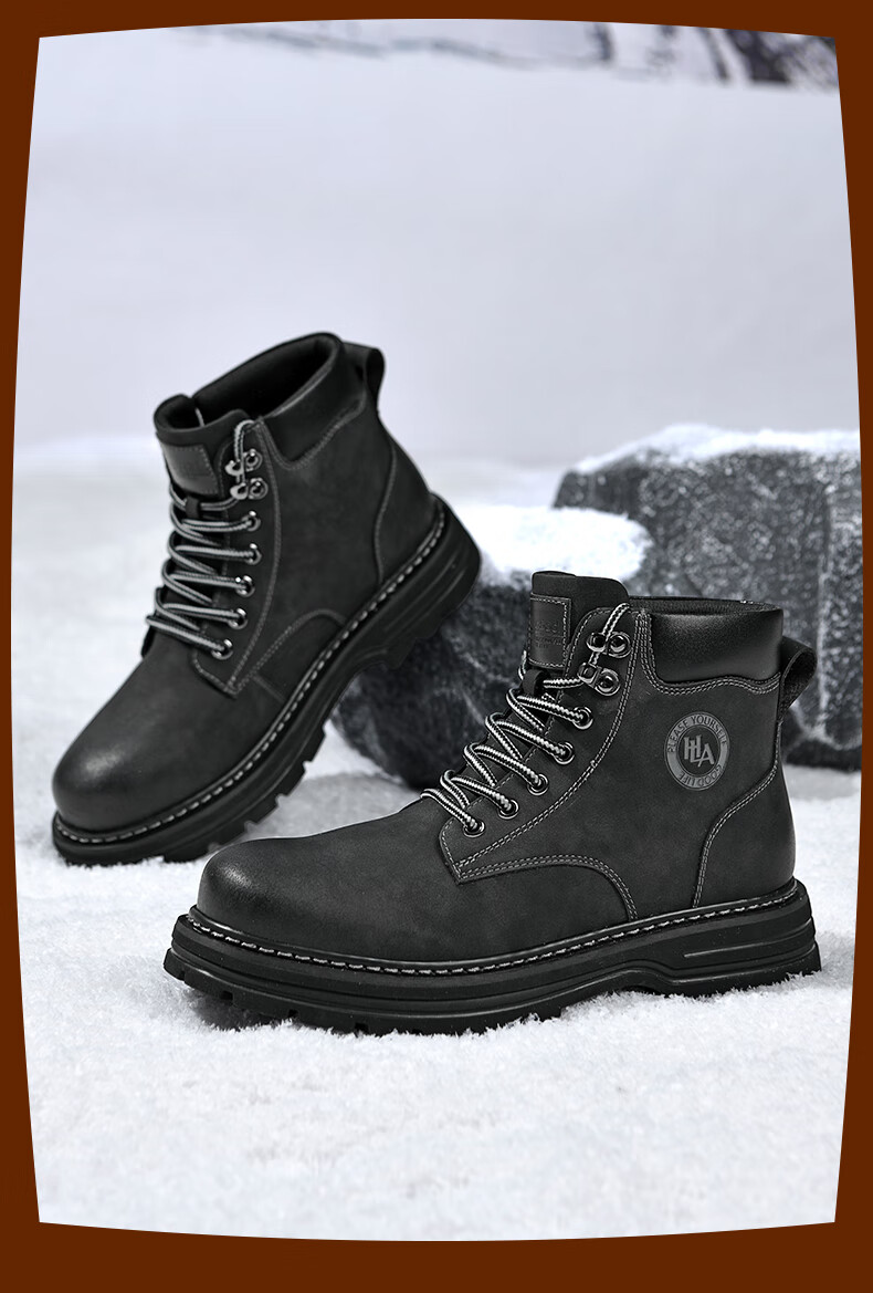 HLA Men's Martin Boots Yellow High-top Casual Work Shoes HAAGZM4DAZ350 Size 39 5