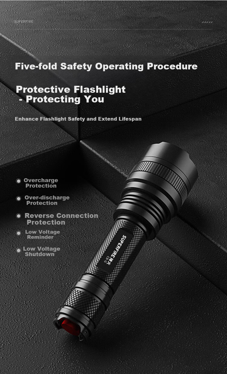 SupFire C8-G High-Intensity Flashlight, Multifunctional, 36W High Power, P90 Rechargeable, Ultra-Bright Long-Range LED Outdoor Light, Waterproof Searchlight, Long Battery Life of 3 Hours 7