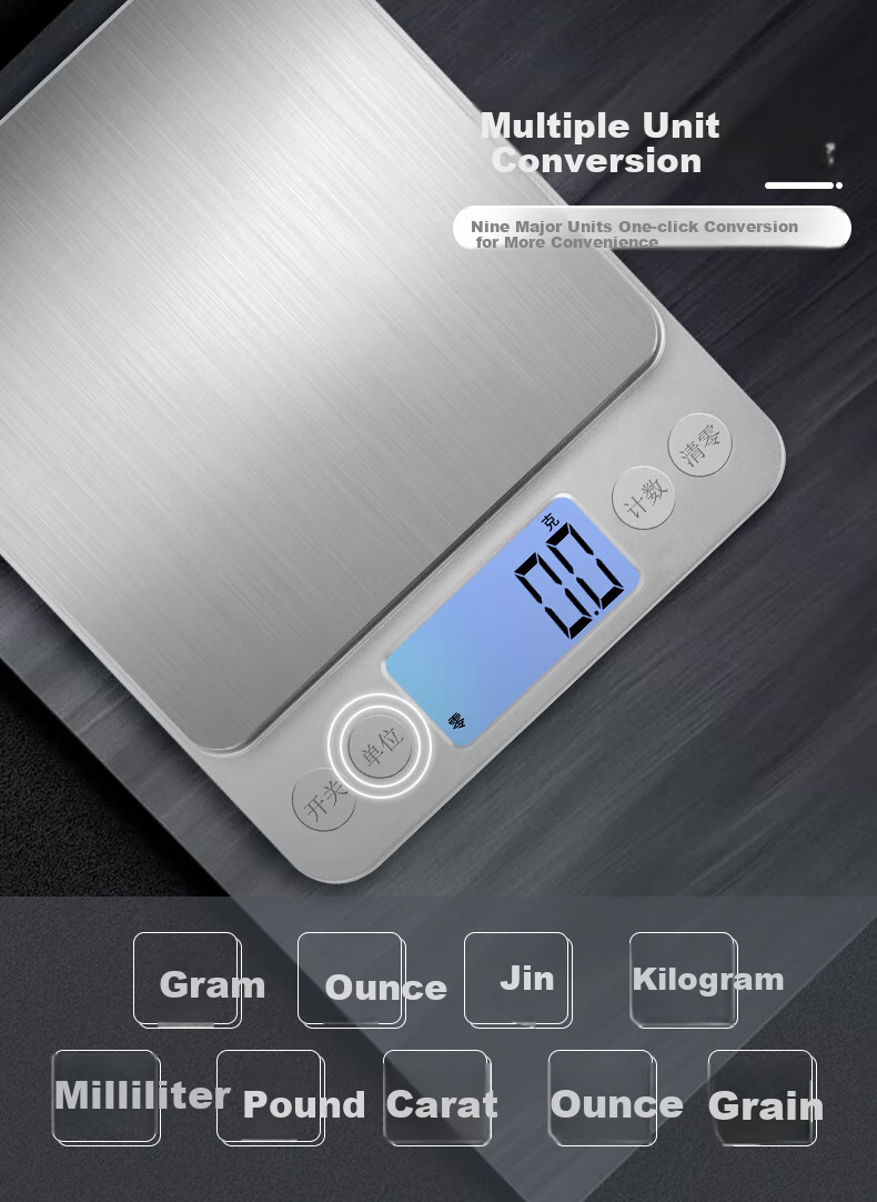 Kubei Large Platform Precise Kitchen Electronic Scale, Stainless Steel Household Baking Tea Table Scale, Weighing Waterproof Food Scale 6