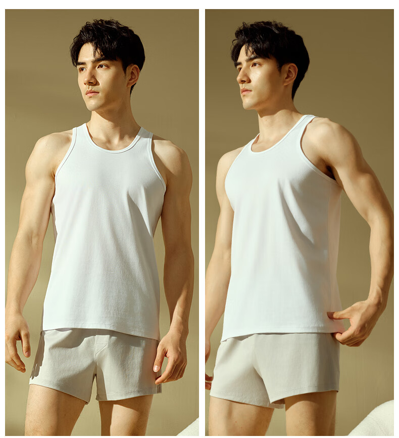 Yiershuang [High-Quality 120-Count Long-Staple Cotton] 100% Pure Cotton Tank Top, Men's Sports Breathable High-Count High-Density Sweatshirt for Me 6