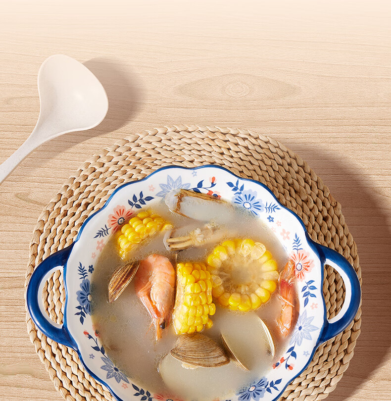 Baijie Ceramic Soup Bowl Large 9-Inch Household Pickled Fish Soup Basin for Spicy Hot Pot and Boiled Meat Slices Single Piece 7