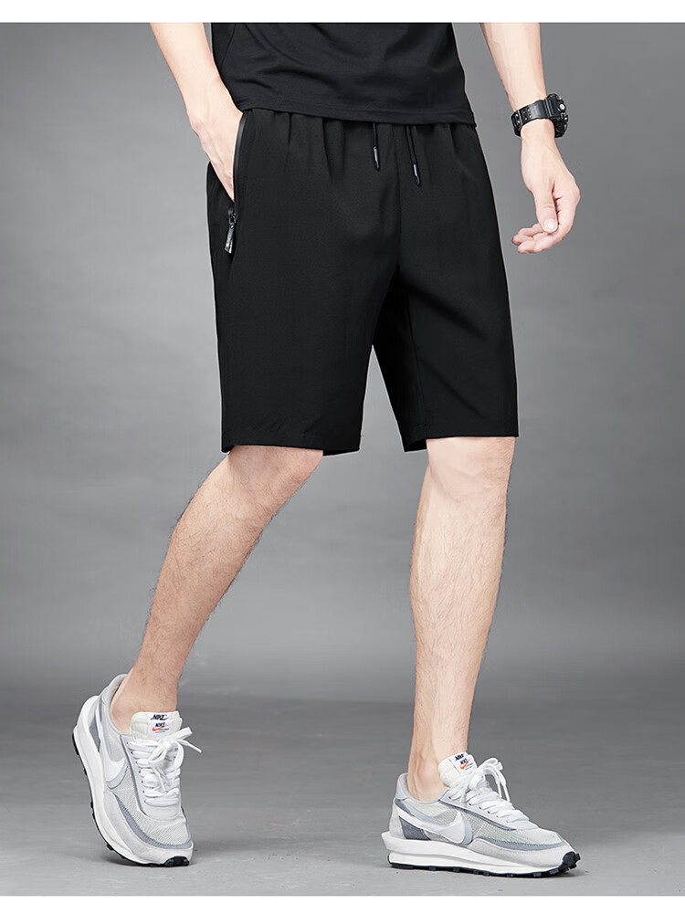 TUCANO Men's Summer Ice Silk Breathable Quick-Dry Five-Point Shorts Fashion Loose Sports Pants Plus Size Black A6XL 10