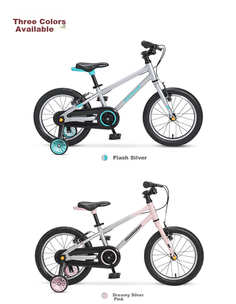 Mengdasheng F01 Children's Bicycle, Aluminum Alloy Ultra-Light Mountain Bike, Fun Ride for Ages 3-6 with Training Wheels And Pedals, 14-Inch Silver 12