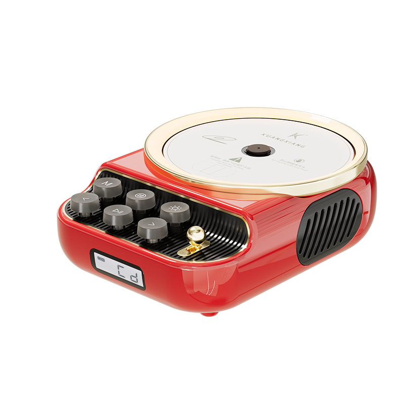 Kuangxiang Retro CD Player Bluetooth Speaker with Ambient Light, All-In Audio System with External Speakers, Home Player with FM Radio, Mechanical Buttons, Two-Way Bluetooth Speaker, Gift for Gifting