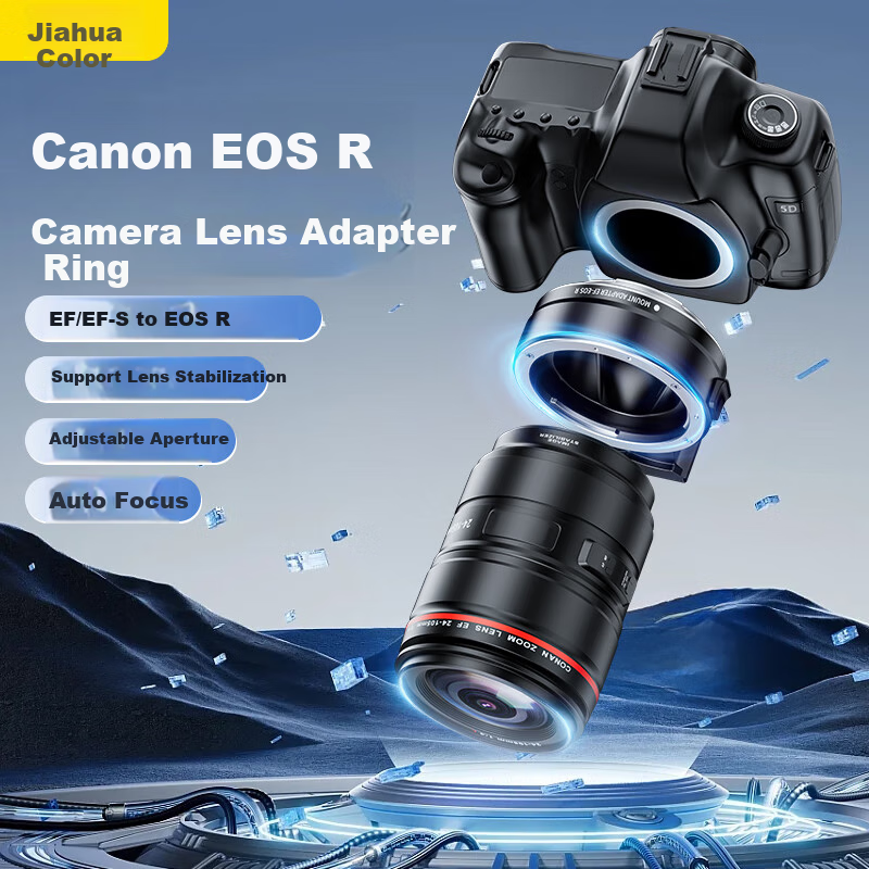 JIAHUACAI Camera Adapter Ring EF-EOSR, Compatible with Canon R52/C R100 R7 R50 R10 R8 R6II RP, Yongnuo Xiaotanfu EF/EF-S Lens to RF Mirrorless Camera Adapter