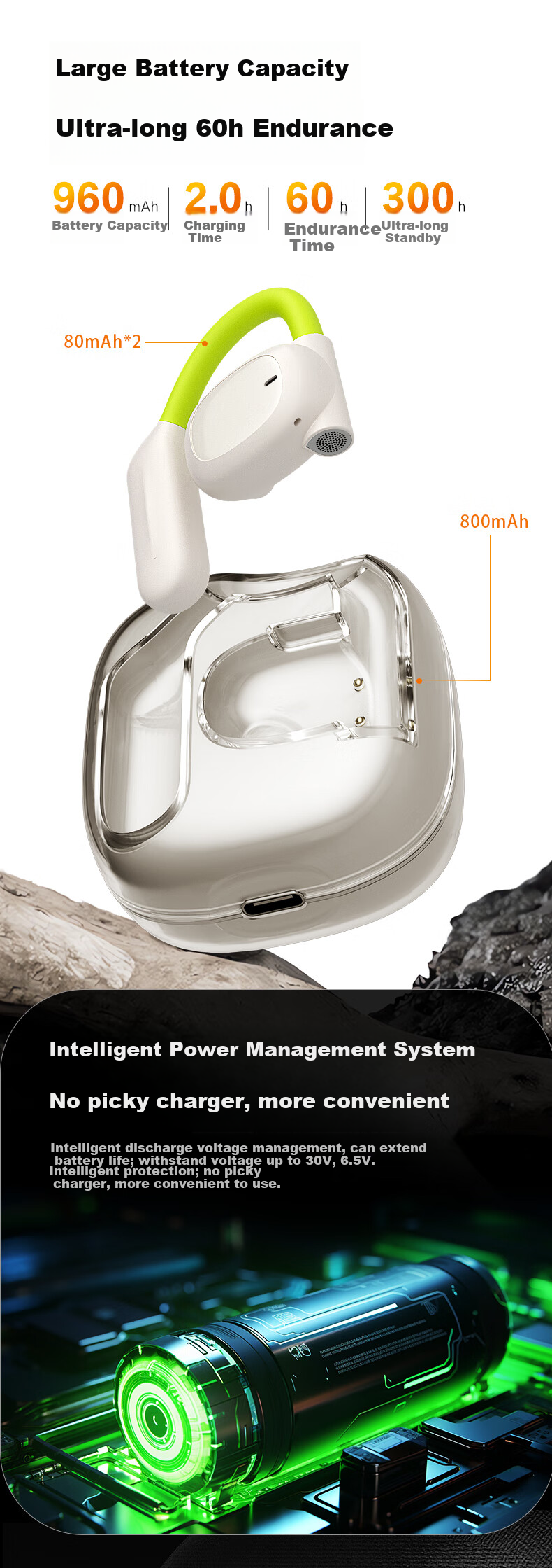 HiFizoo [Berlin Voice] Bone Conduction Bluetooth Headphones, Ear-Hook Style, Wireless, Non-In, Open-Ear Design, Suitable for Sports, Running, Long Battery Life, Compatible with Huawei And Apple Phones 4