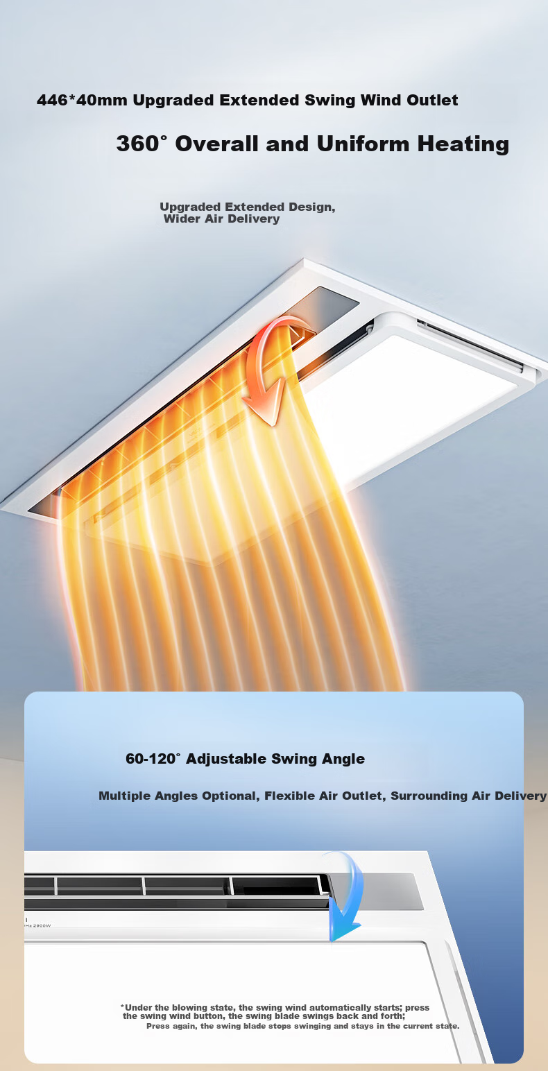 HEGII Smart Bathroom Heater HLY Series Integrated Lighting And Exhaust Fan Heater HLY301 6