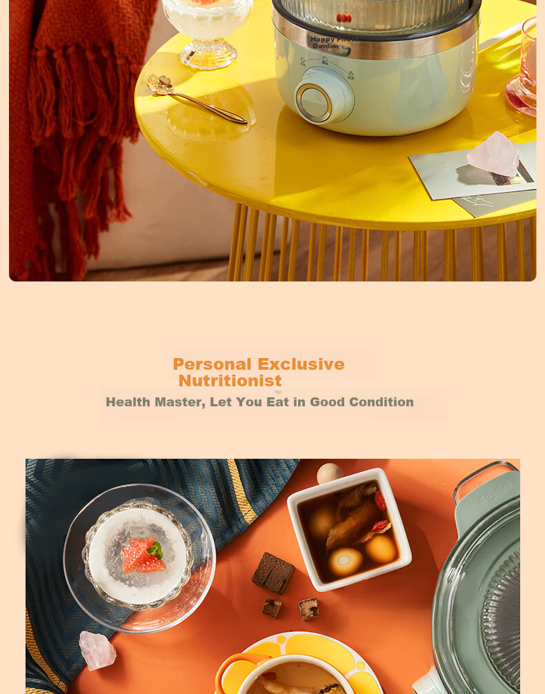 Donlim Electric Stew Pot, Soup And Bird's Nest Double Boiler, Health-Preserving Water Bath Cooker, BB Soup Pot, Small Glass Electric Stew Pot for Nourishment And Beauty, DL-9002 (Forest Green) 10