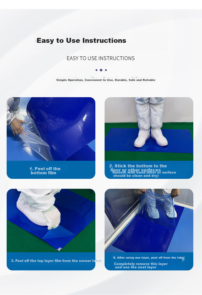 Andatong Dust-Collecting Mat, Workshop Dust-Sticking Pad, Removable Shoe-Soil Dust Mat, Laboratory Clean Room Floor Mat, Disposable Entrance Doorway Mat, 60*90cm/30 Pieces 9