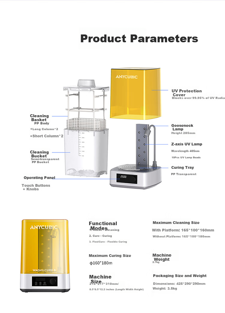 Zongweilifang Cleaning And Curing Machine, Three Large Sizes, Light Curing for 3D Printer, Professional Home Use, Two-In Cleaning And Curing 11