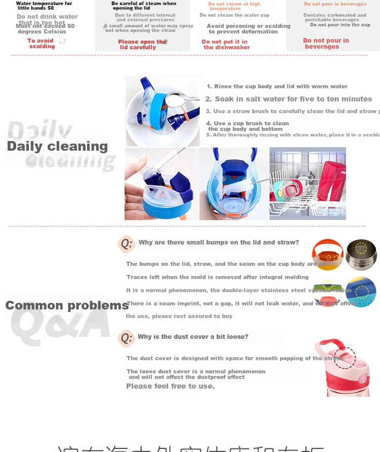 Contigo Kangdike Children's Straw Water Bottle with Air Release And Anti-Spill Design, 420ml, Rabbit Playground HBC-GIZ248VP+ 11
