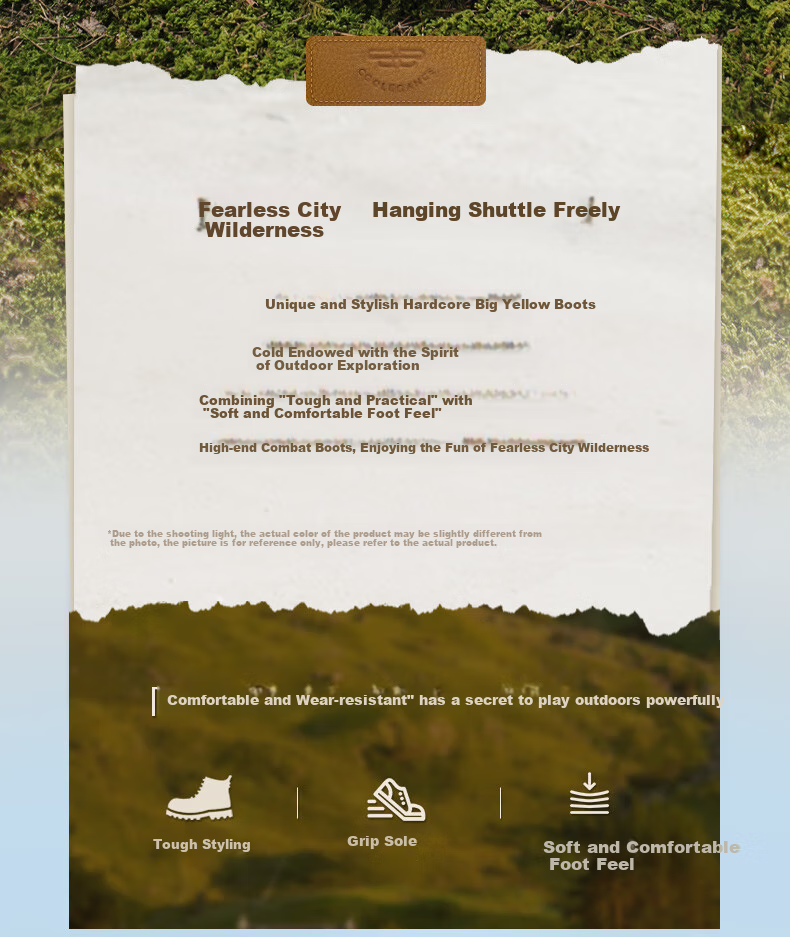 Belle Camping Pioneer Men's Boots, New Thick-Soled Yellow Boots with Fleece Lining for Warmth A1763 Khaki Single Lining Size 42 2