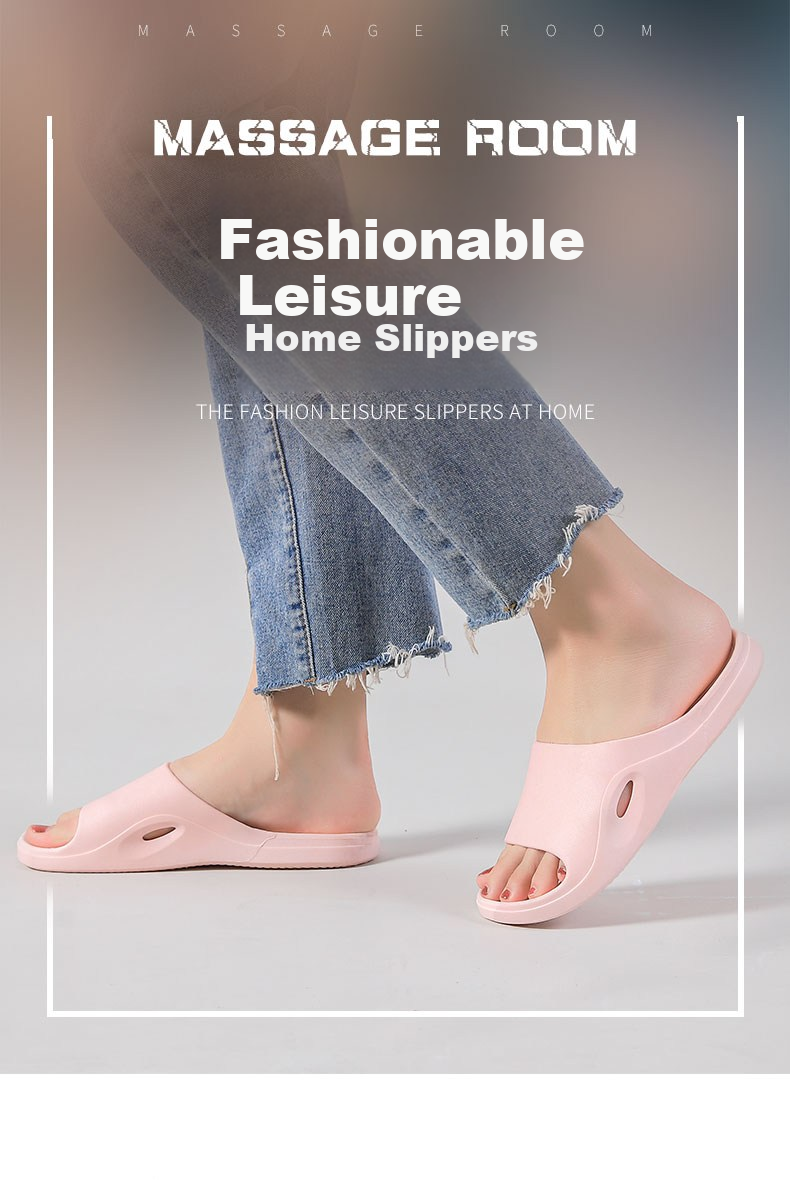 Huameijianbu Solid Color Soft-Soled All-Season Versatile Slippers, Couple's Bath Soft Elastic Sandals HM038 Pink Size 40-41 1