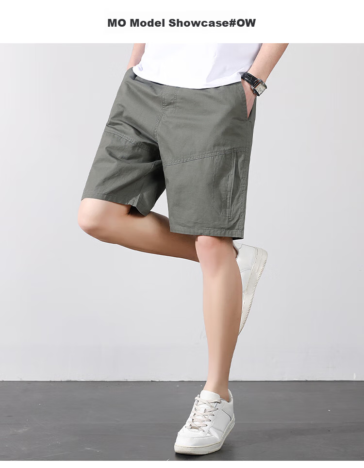 TUCANO Men's Shorts, Summer Pure Cotton Trendy Versatile Solid Color Sports Thin Breathable Capri Pants, Army Green, 4XL 5