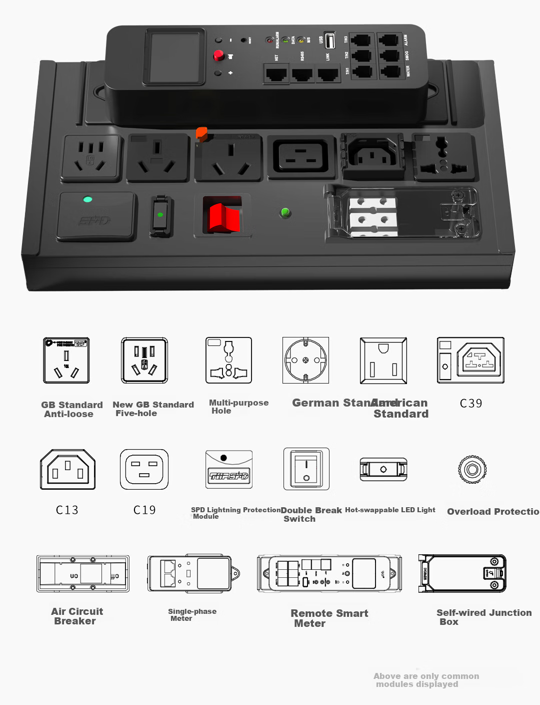 TOP PDU Cabinet Socket/power Strip/extension Cord/terminal Block/patch Cord, 8 Outlets with 3-Meter Cable, Dual Switches, Master Control, 07TG130701 6