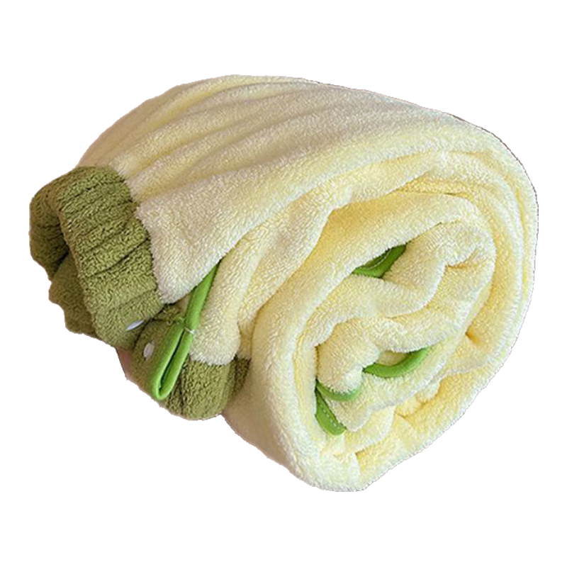 Fanyejia Cute Hair Drying Cap Towel Set of 3, Coral Fleece Student Dormitory Bathrobe for Women, Wearable Wrap Towel Sports