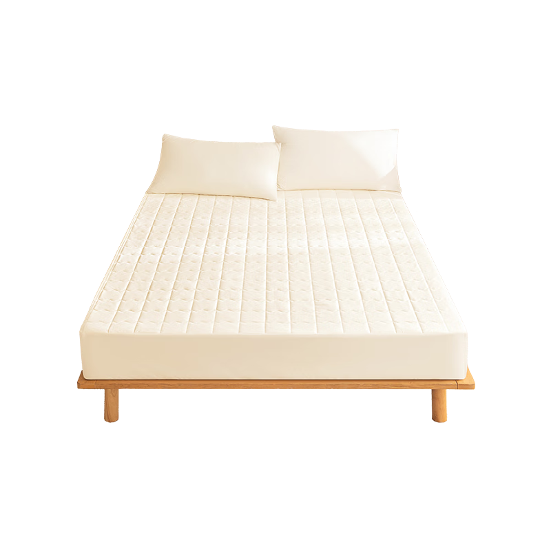 JD Original Soft Padded Fitted Sheet, 120g Thickened Washable Brushed Class A Mattress Protector Cover for 1.8m Bed, White