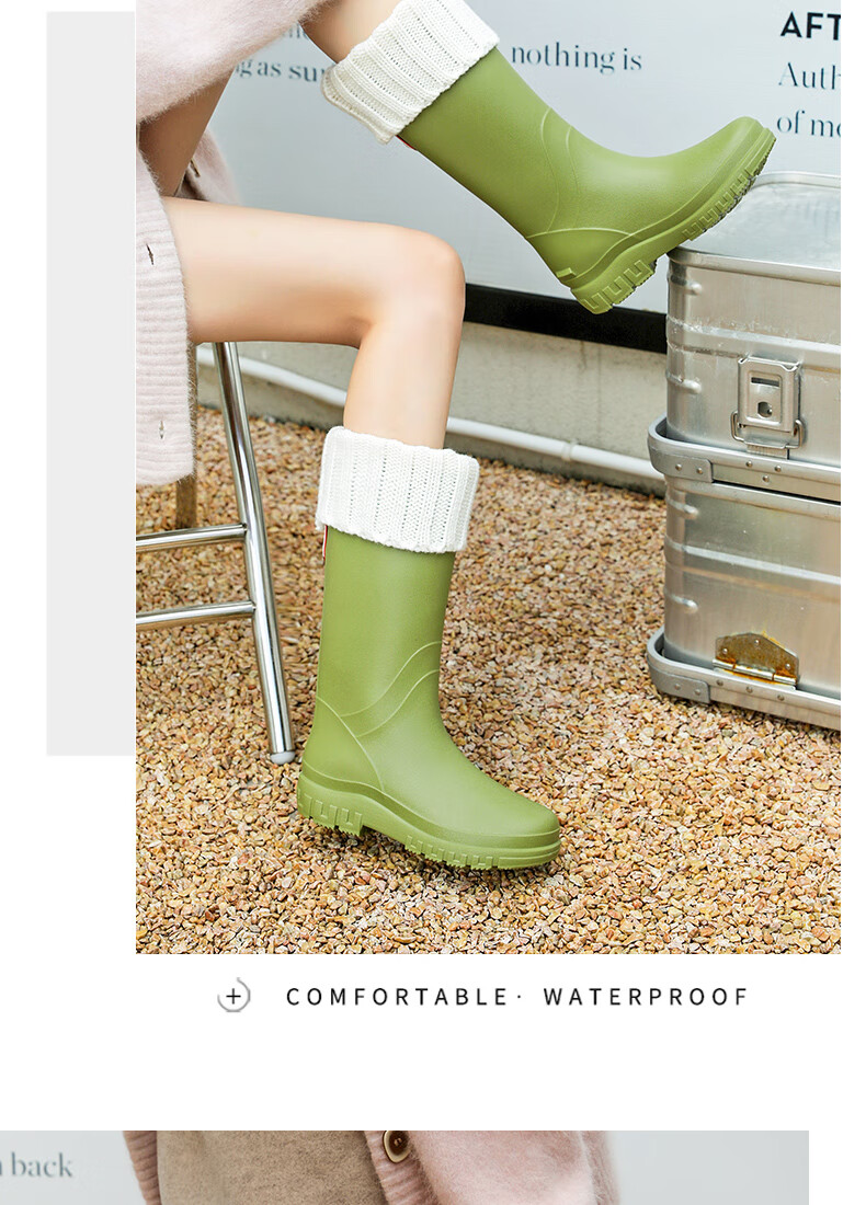 Lanoudun Women's Rain Boots, for Beach Combing And Outdoor Activities, Waterproof Comfortable Rubber Shoes, Durable High-Top Water Shoes YX1026 Size 38 12