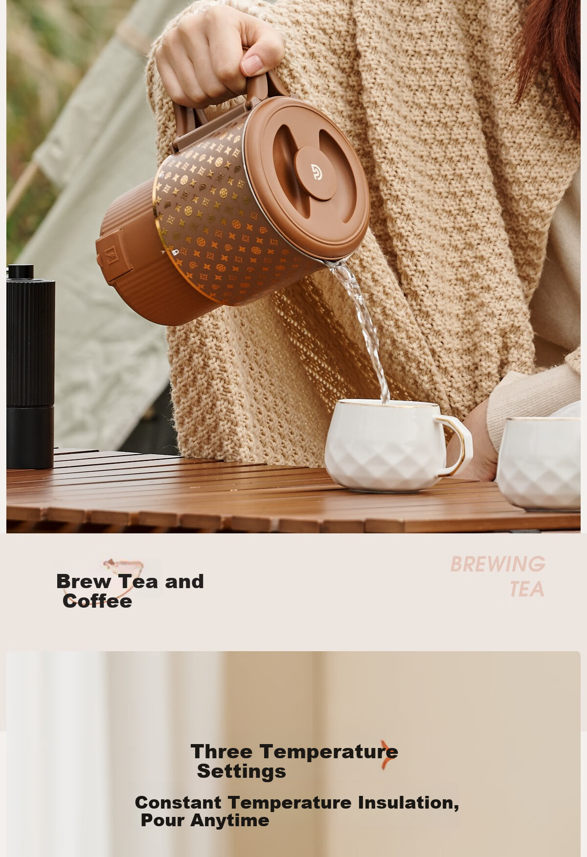 GREENIS Pure Titanium Foldable Kettle, Portable Electric Kettle, Water Boiler, Travel Outdoor Kettle, Mini Water Cup, Multi-Stage Temperature Control, Small Milk Frother, Gift-Giving 5