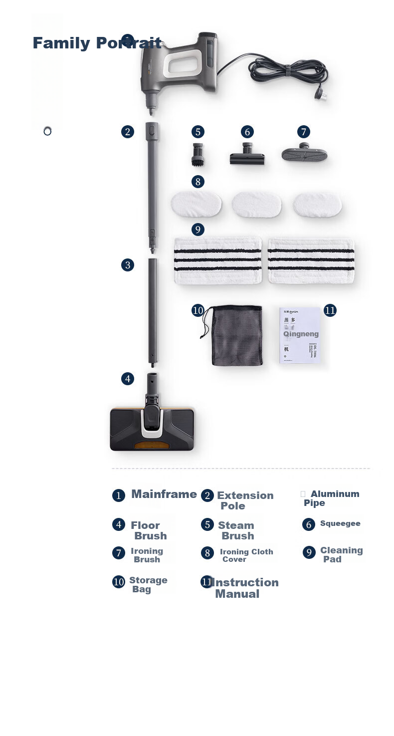 Donlim Steam Cleaner, Multi-Functional Steam Mop, High-Temperature Steam Sterilization And Mite Removal, Household Kitchen Mirror Cleaning, Fabric Sterilization And Mite Removal, High-Temperature Steam Mop DL-7006 13