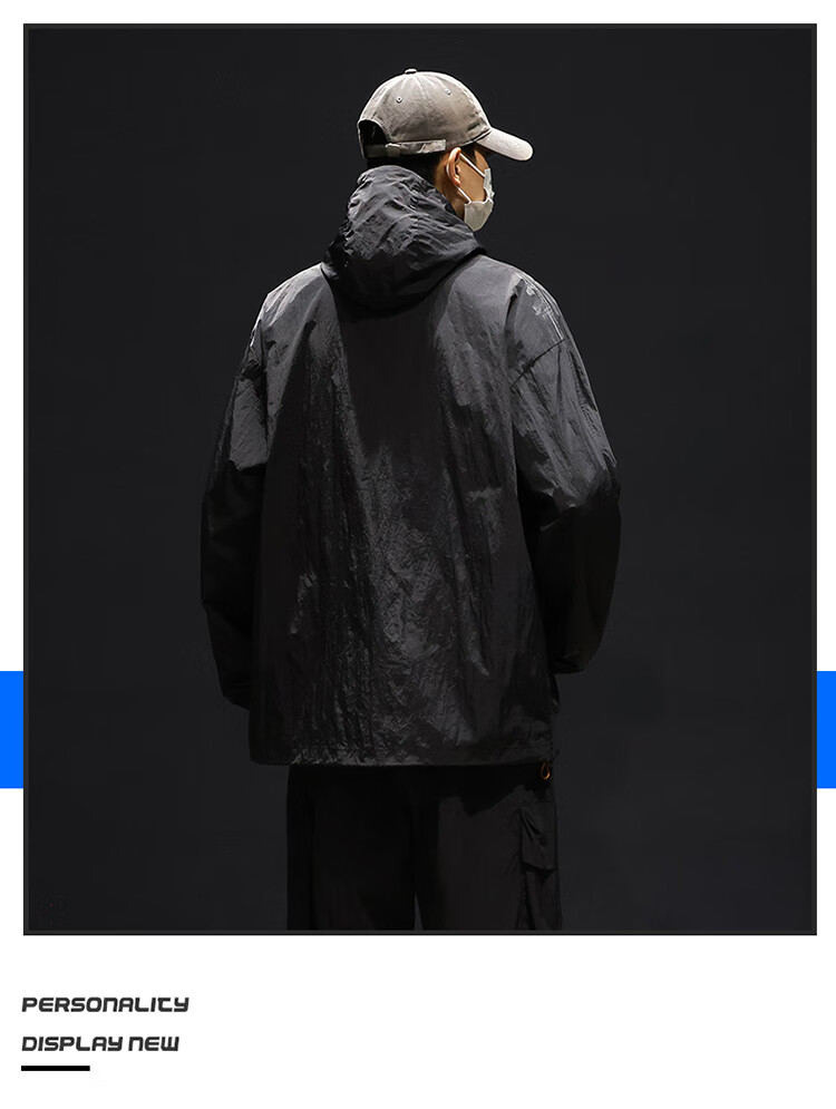 Dingfengbaoluo American-Style Workwear Sun Protection Jacket for Men, Spring And Summer Loose Thin Ice Silk Breathable Outdoor Coat, DC21 Unisex Gray M 11