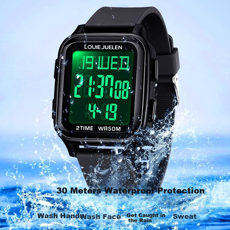 LOUIE JUELEN Youth Electronic Watch for Boys, Student Sports Special Edition, Black/super Long Battery Life/waterproof And Shockproof