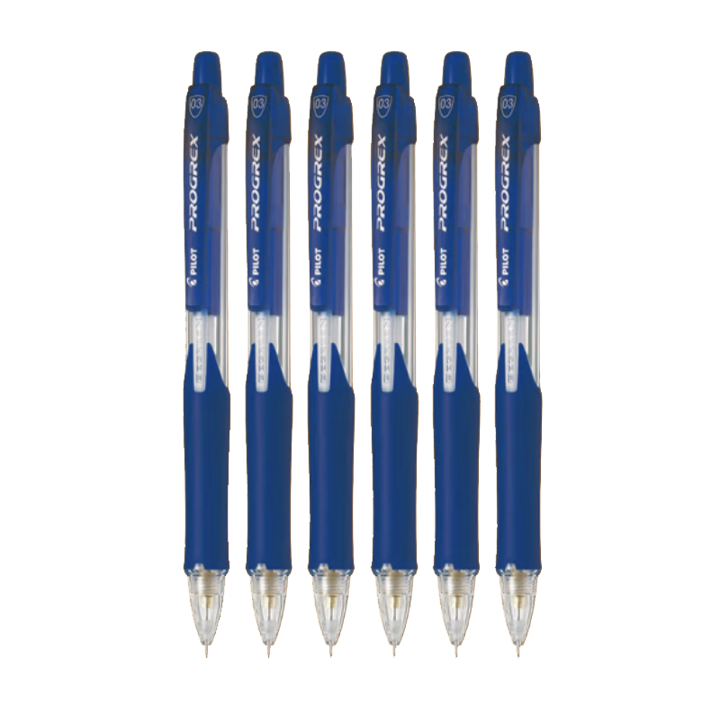 PILOT Elementary School Mechanical Pencil for First Grade Exams, Children's Kindergarten Beginner Stationery, Writing Pencil with Eraser Tip H-123 0.3mm Blue 6-Pack