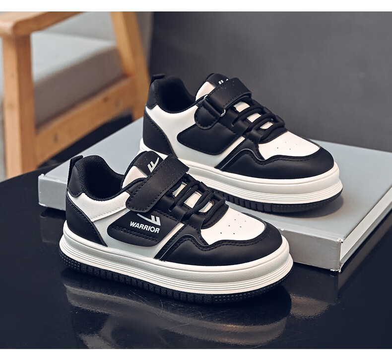 Warrior Children's Shoes Spring Boys' Sneakers Casual Soft-Soled Shoes Girls' White Shoes WZ(CL)-1010 White Size 30 10
