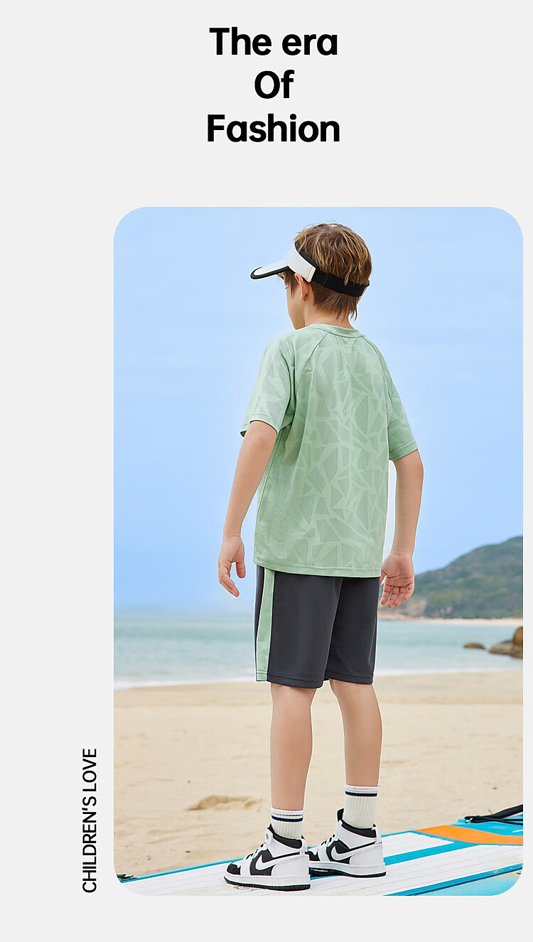 ASK JUNIOR Children's Clothing Set, Boys' Summer Outfit, Cool Thin Short-Sleeve T-Shirt And Shorts, Running Sports Two-Piece Set, Blue 36