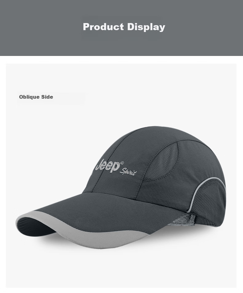 JEEP Baseball Cap for Men, Summer Mesh Quick-Dry Sun Protection Hat, Unisex Visor Cap, Sports Outdoor Sun Hat 10