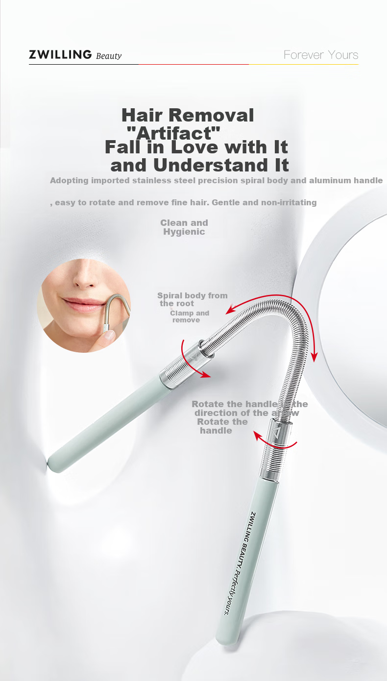 ZWILLING Facial Hair Remover, Stainless Steel Spring Face Hair Removal Device, Hair Plucker, Lip Hair Remover, Gift for Girlfriend, Germa 6