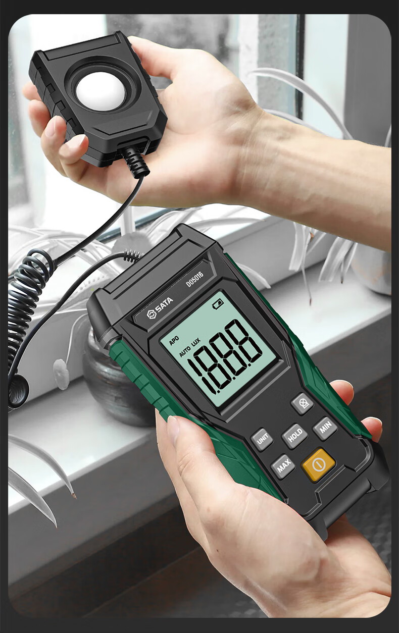 SATA Illuminance Meter Split-Type Photometer Digital High-Precision Lumen Tester Brightness Meter Photometer D05016 30