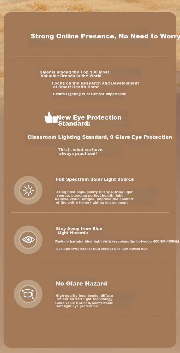 Haier Ceiling LED Light Full Spectrum Eye Protection Living Room Lamp High Brightness Energy Saving Lighting Fixture [Installation Included] 6