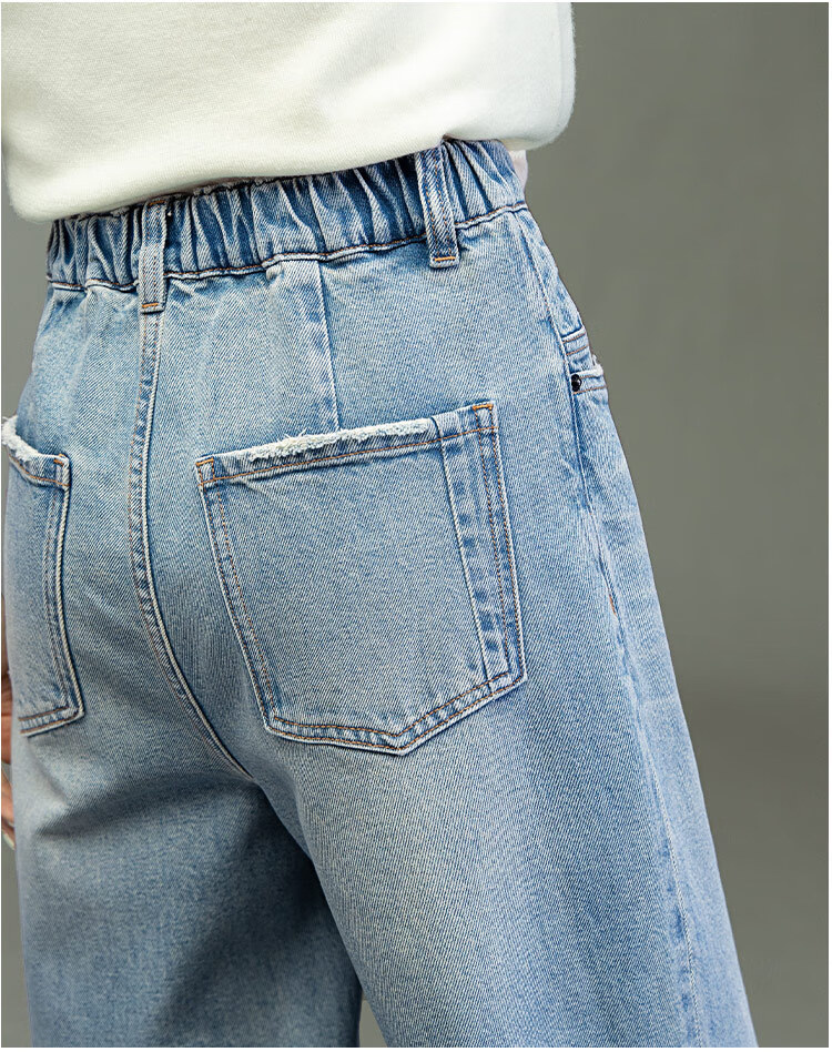 Dme [Jinjiang Luobo Pants] Spring 2025 New Vintage Gradient Washed Blue High-Waisted Slimming Harem Pants for Wome 2
