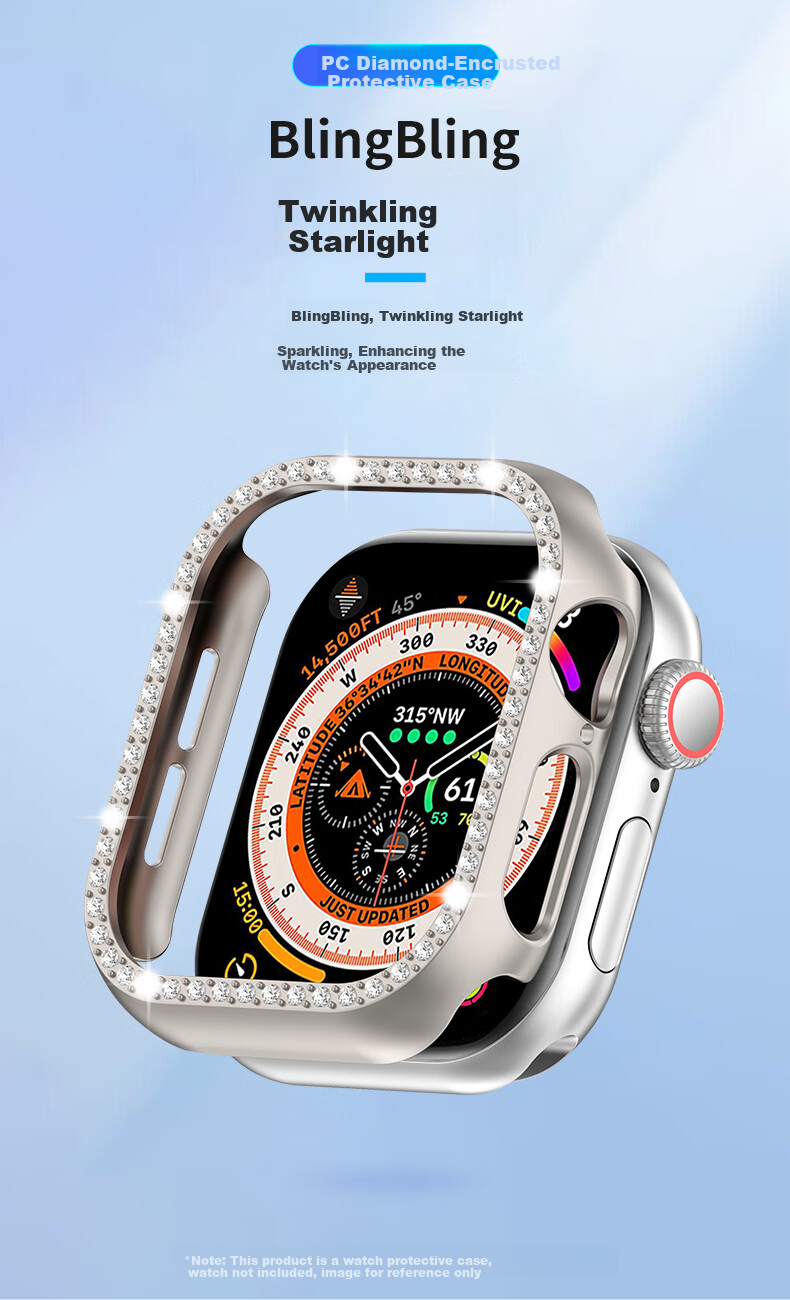 KMaxAI Apple Watch Series 11 Case, Women's Style, Transparent Shell, Shockproof, Slim, Stylish, Diamond-Embedded Hollow Design, ABS+PC Material, Full Edge Protectio 5