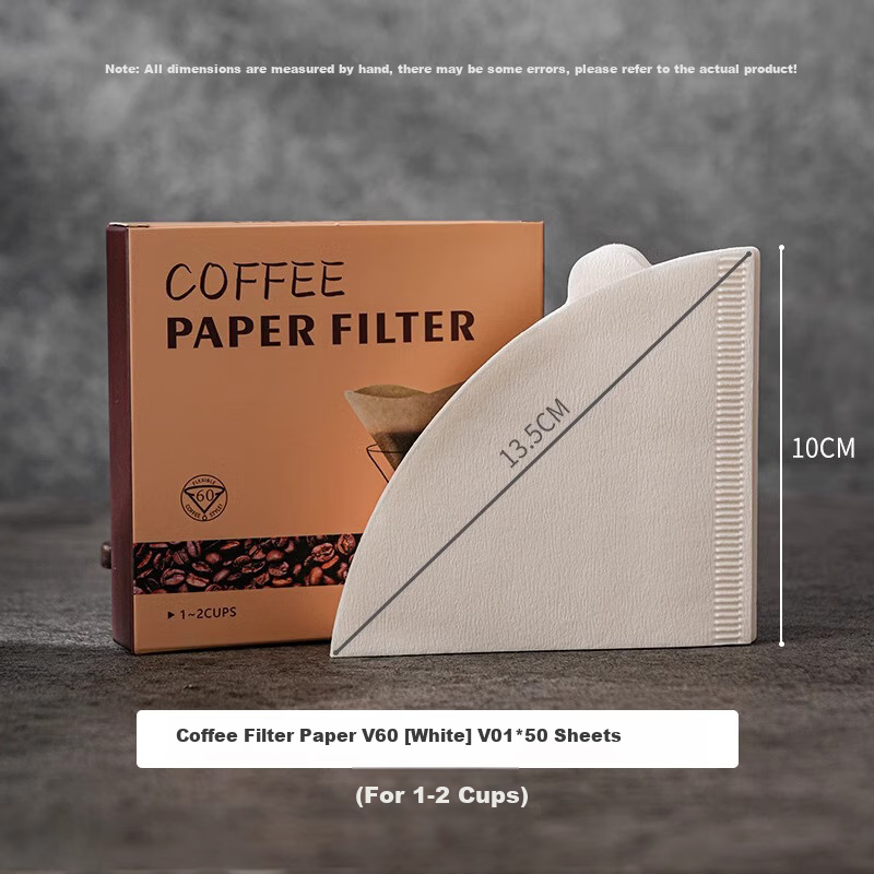 YIJUKE [50 Sheets] V01 Coffee Filter Paper V60 Pour-Over Coffee Drip Paper, V-Shaped Funnel Filter Cup Dedicated Filter Paper, Conical Shape