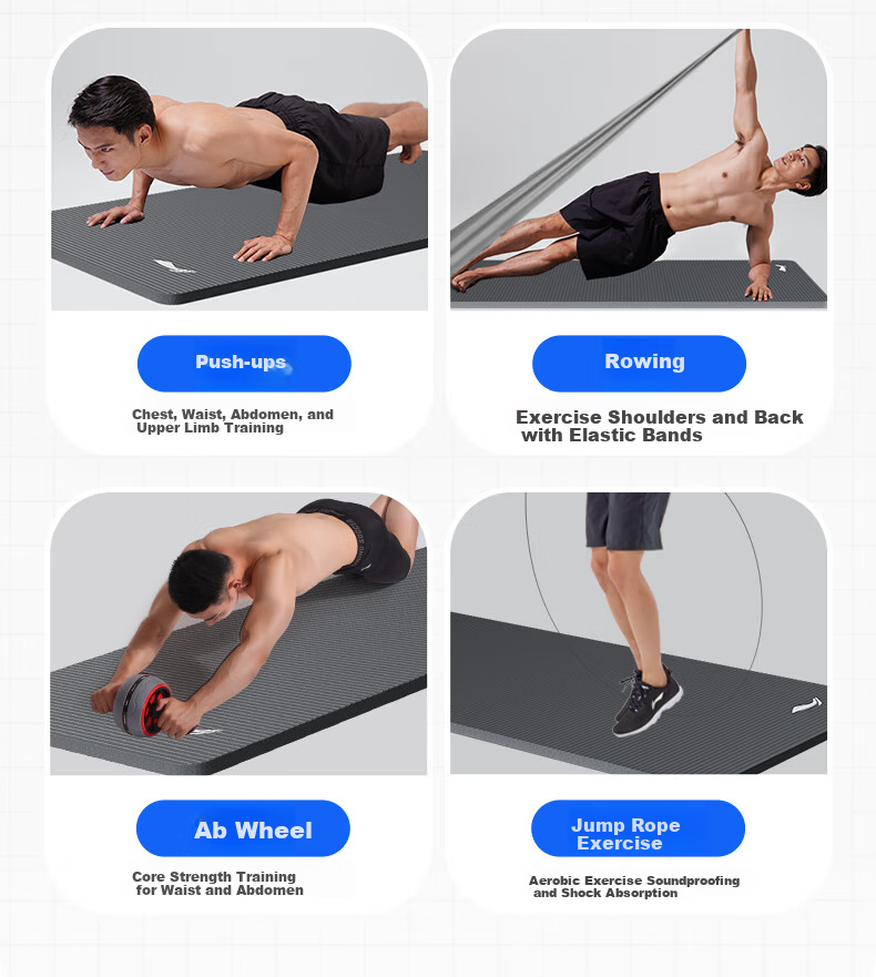 Li-Ning Yoga Mat for Men, Fitness Mat, Non-Slip Shock-Absorbing Aerobics Soundproof Exercise Thickened Home Use Sit-Up Dance Mat 3