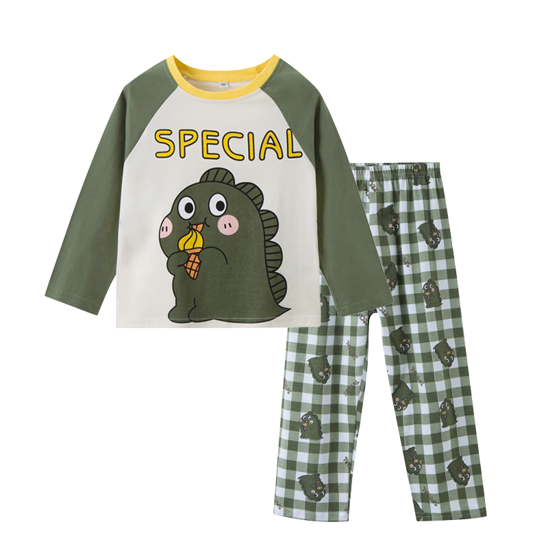 Langsha Boys' Pajamas Spring Autumn 2026 New A-Class Pure Cotton Children's Homewear Set Big Kids Autumn Tops and Bottoms