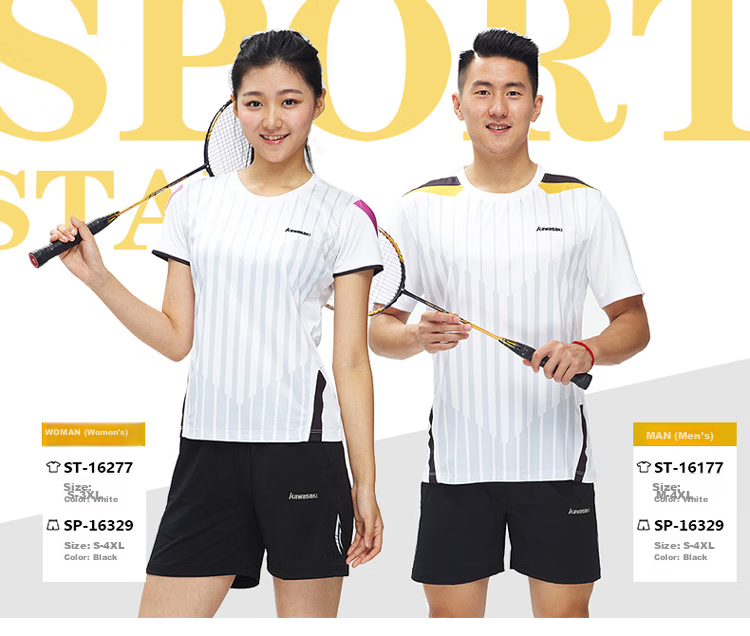 KAWASAKI Badminton Shorts, Unisex Casual Sports Shorts for Men And Women, Breathable Sweat-Wicking Black YMB-181 4XL 1
