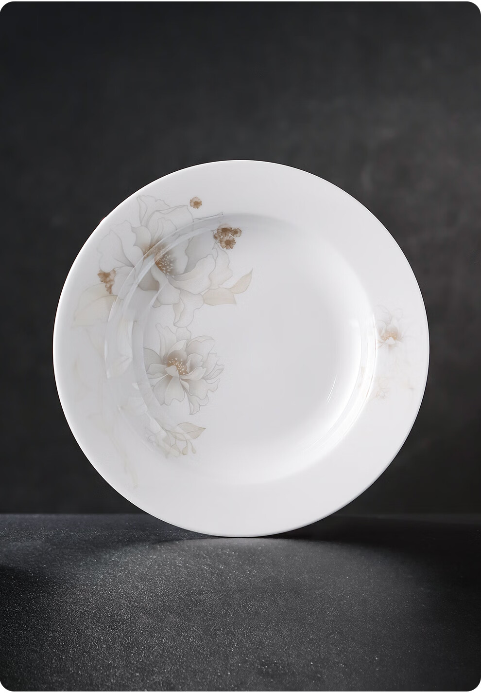 Jdz Ceramic Household Plates And Dishes, Healthy White Porcelain, 8-Inch Deep Plate Set, 6-Piece Set, Dish Plate Set, Fresh And Elegant Fragrance 8