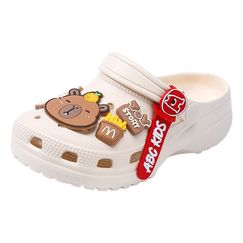 ABC KIDS Children's Slippers Summer Boys Girls Sandals Soft-Soled Hole Shoes Kapibara Beach Shoes 8597 Beige 24-25
