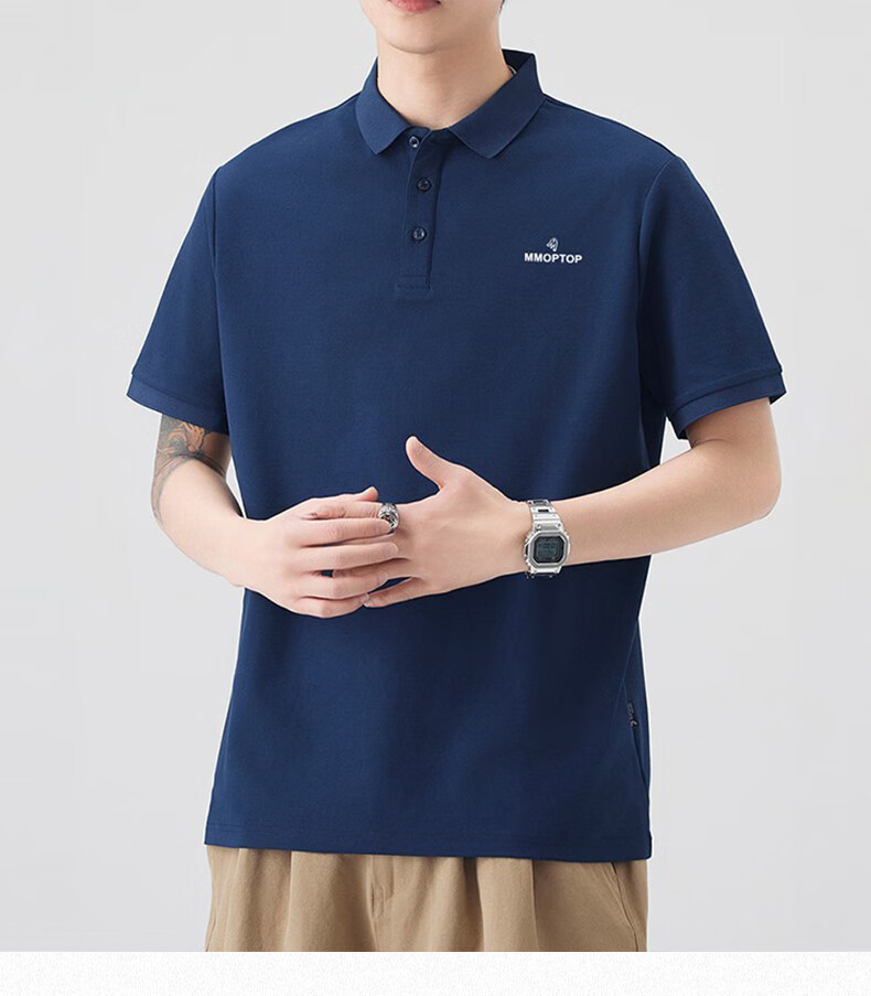 MMOPTOP Father's Day Suoluna Antibacterial Ice Silk Polo Shirt, Summer Men's Business Xinjiang Cotton Short Sleeve MP10 White M 8