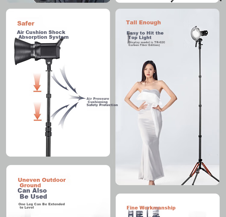 Fotopro TR-02A Portable Reverse Folding Aluminum Alloy Tripod, Photography Studio Stand, Photo LED Host Light Stand, Studio Light Tripod 4