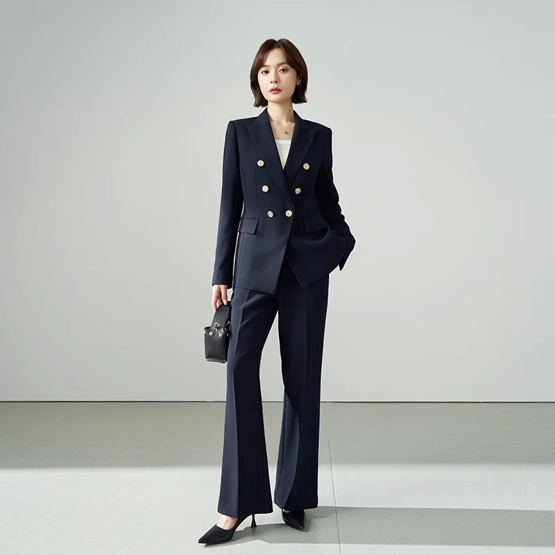 Bodexiaojie Women's Suit Set, Professional Attire for Interviews, Elegant Office Outfit, Stylish Workwear for Petite Figures, Blazer And Pants Set, Size M