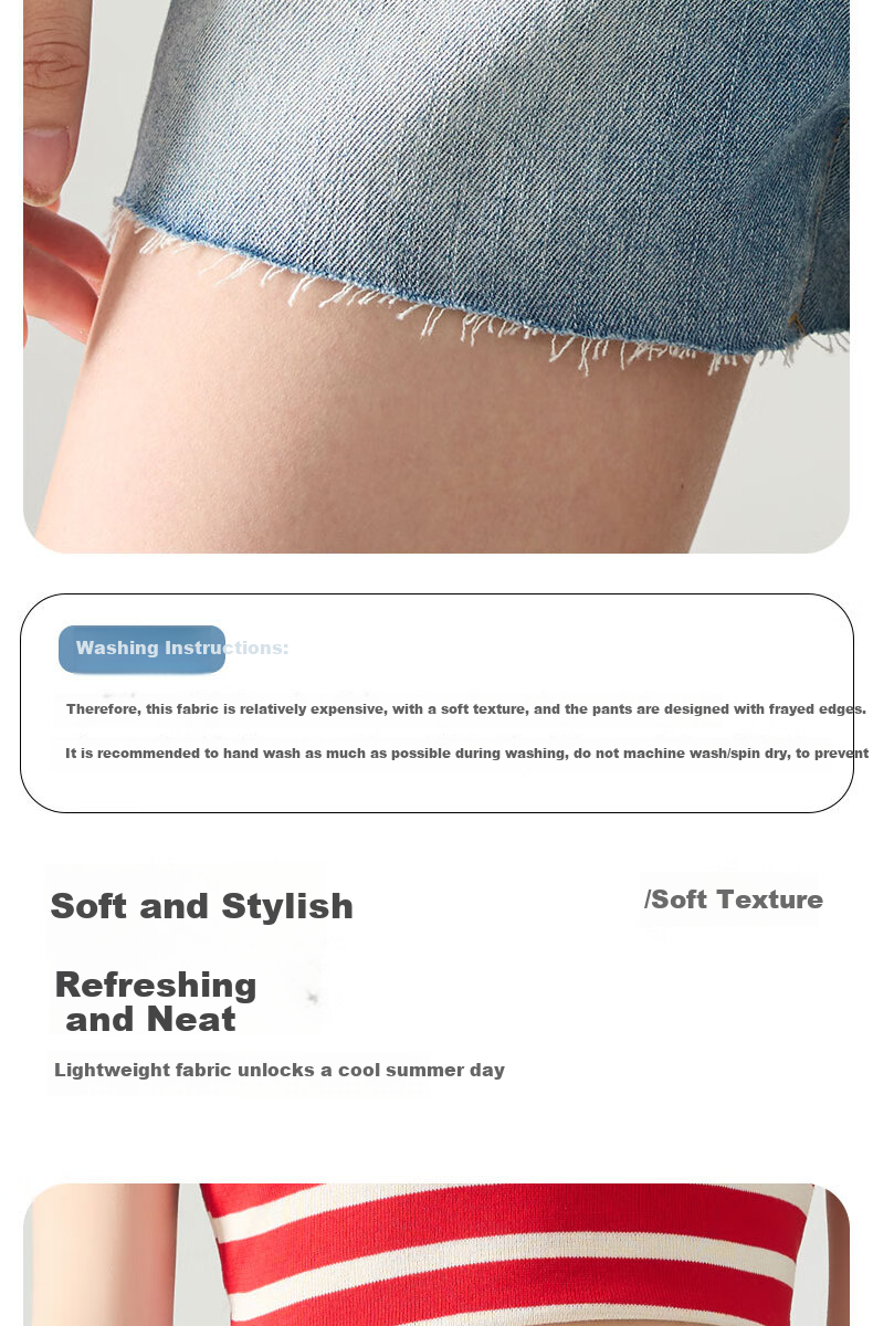 LangSha Women's Loose-Fit Denim Shorts, Lightweight for Summer, Frayed Edges, Straight-Leg Slimming A-Line Wide-Leg Pants, Casual Versatile Hot Pants for Outdoor Wear 10