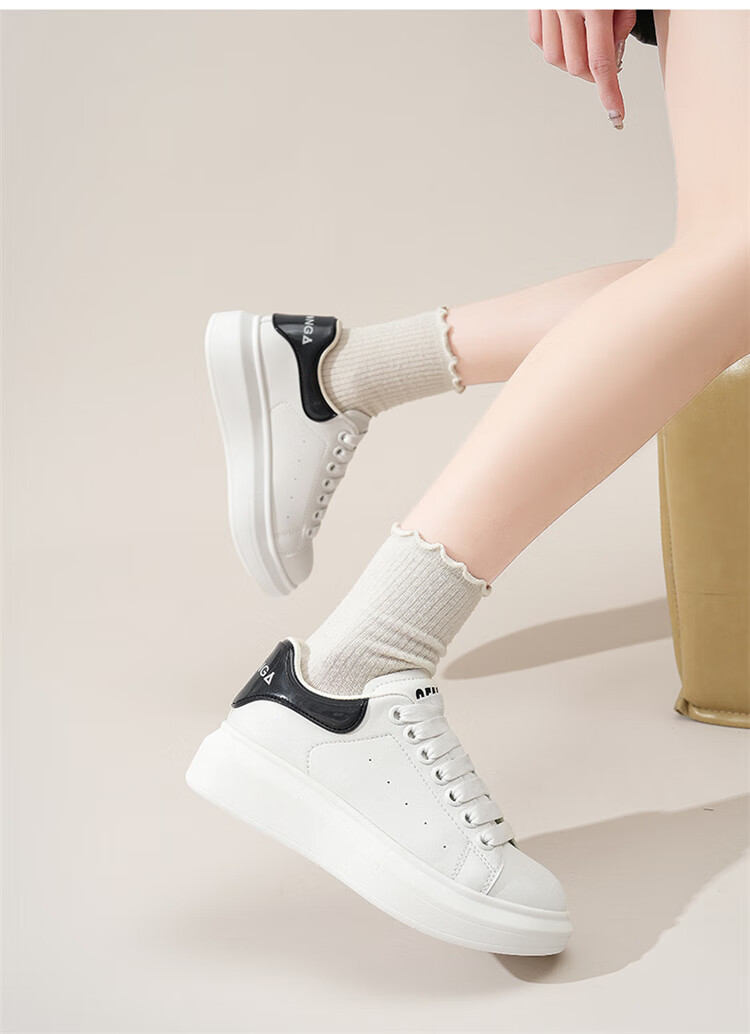 Semir Women's White Sneakers Spring Autumn Height Increasing Casual Shoes McQueen Style SFYM251037 White Black Size 40 4