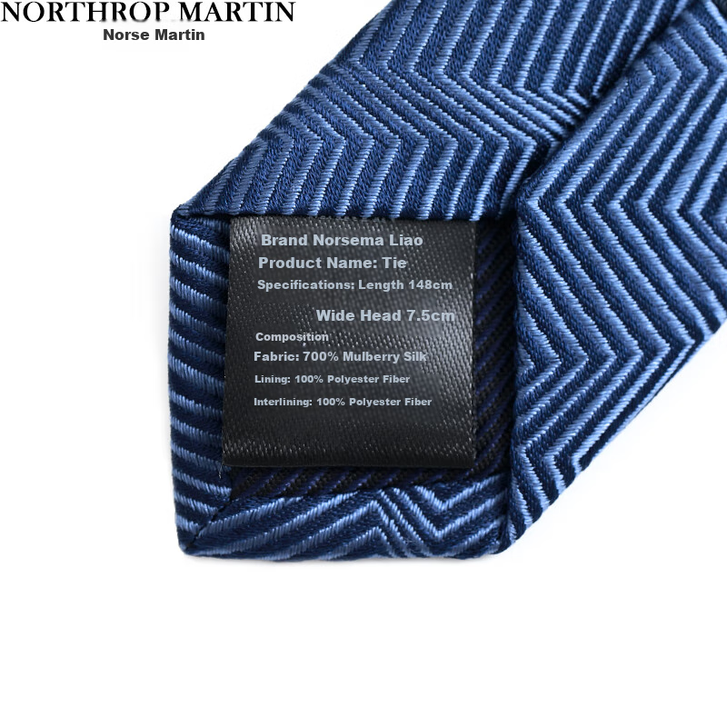 NORTHROP MARTIN Luxury High-End Silk Tie for Men, Business Formal Suit Hand-Tied Striped Blue-Gray Wedding Formal Gift